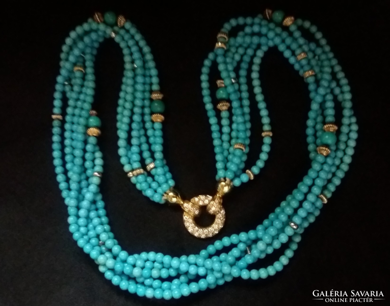 Turquoise collier with 0.40ct diamonds and intermediate 14ct gold parts