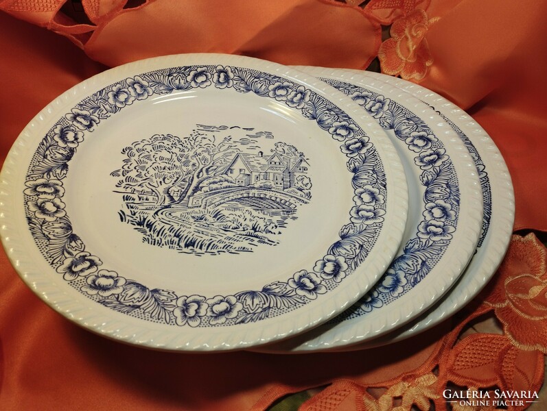 English porcelain large flat serving bowl, centerpiece