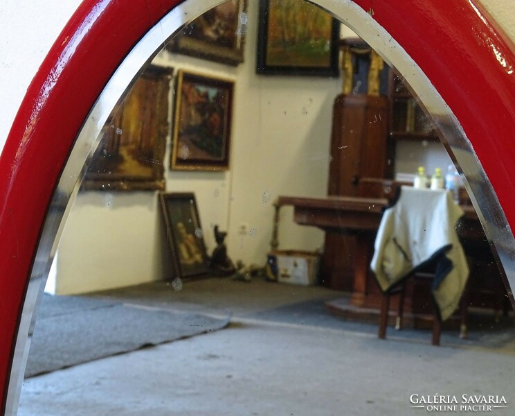 1Q597 Régi ovális piros keretes tükör falitükör 118 x 55.5 cm