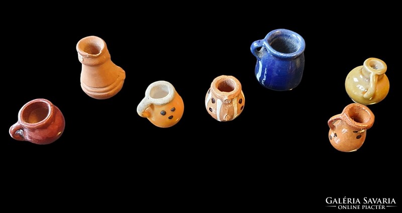 7 Pcs. Mini, tiny, ceramic mug, jar, jar, dish.