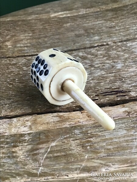 Antique 19th Century bone spinner -teetotum-