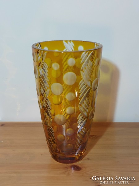 Amber colored crystal vase