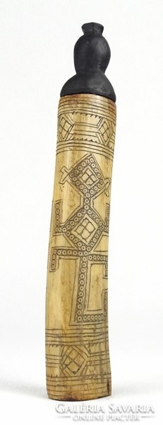 1Q752 antique carved special bone lipstick holder figural container 17 cm