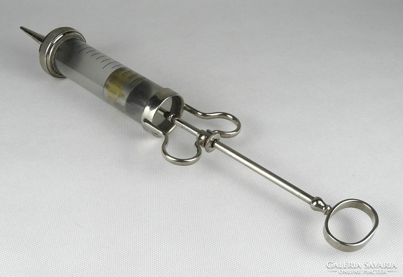 1Q739 antique large glass medical syringe 75cc