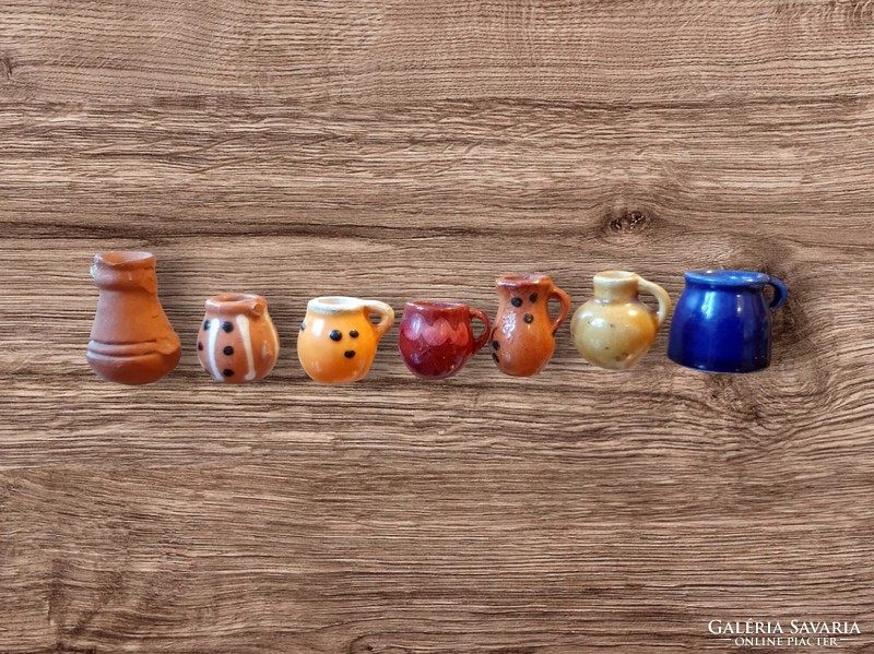 7 Pcs. Mini, tiny, ceramic mug, jar, jar, dish.