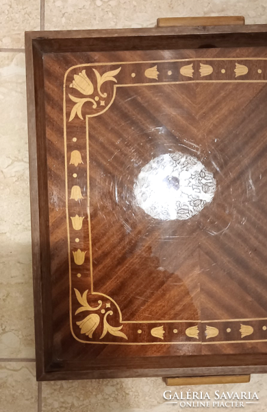 Inlaid lacquered wooden tray 36 * 36 cm