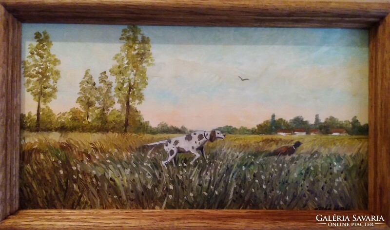 Szabó László. Kortárs festmény.24 x44 cm.