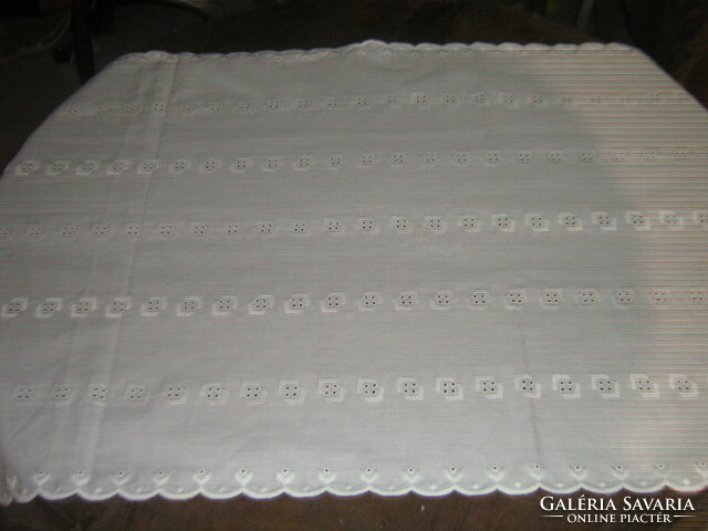 Beautiful filigree madeira tablecloth running