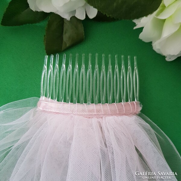 New Handmade 1 Layer Untrimmed Pink Bridal Veil (12.3)