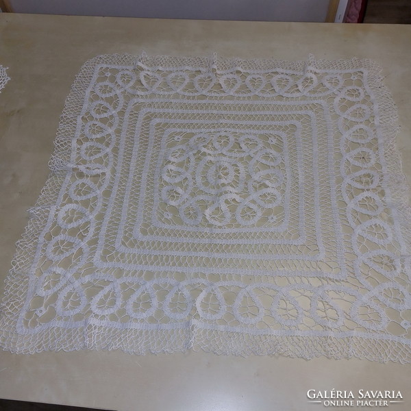 Crocheted white rectangular tablecloth