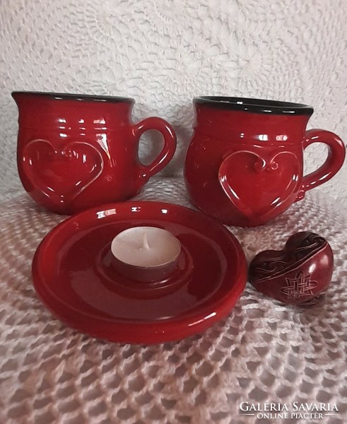 Heart ceramic tea and coffee set for 2 people