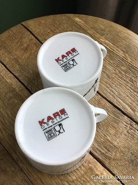 Pair of older kare design porcelain cups
