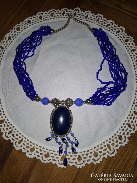 Vintage kék medálos nyaklánc