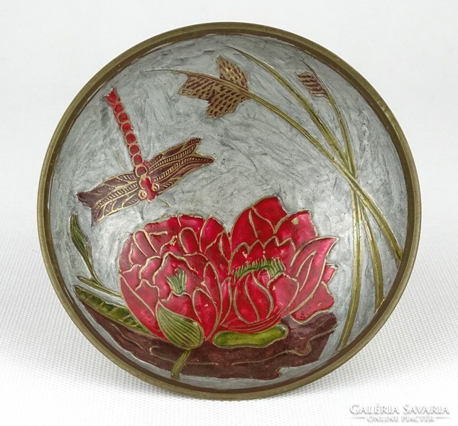 1Q751 dragonfly copper enamel bowl 12 cm