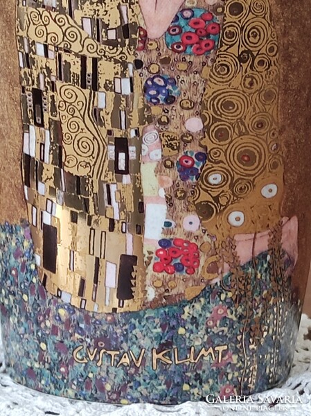 Új Goebel - Gustav Klimt: Csók váza valódi, időtálló aranyozással