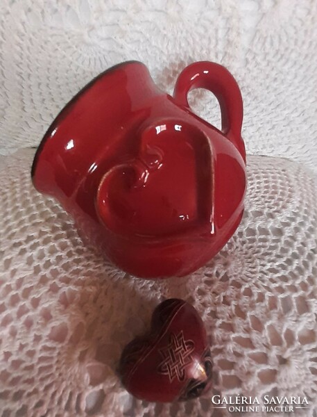 Heart ceramic tea and coffee set for 2 people