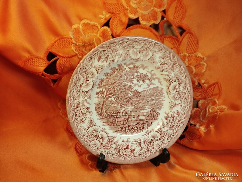 Jelenetes angol porcelán süteményes tányér pótlásra