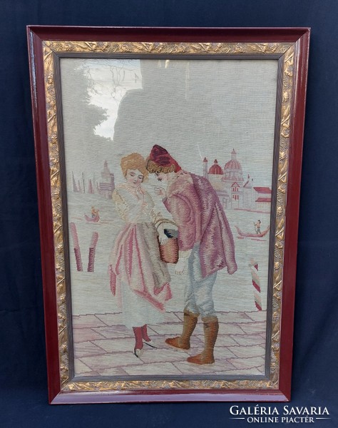 Art Nouveau antique frame with gilded embossed decoration 70x101