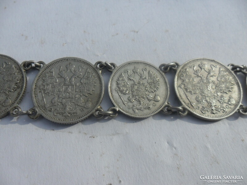 Antique Russian tsar kopeck chain bracelet