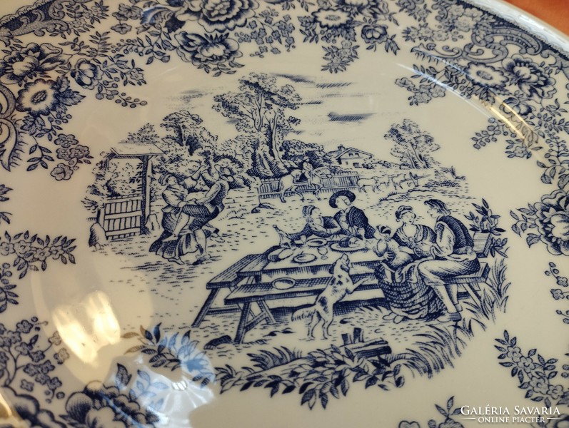 Gyönyörű francia jelenetes porcelán nagy lapos tányér