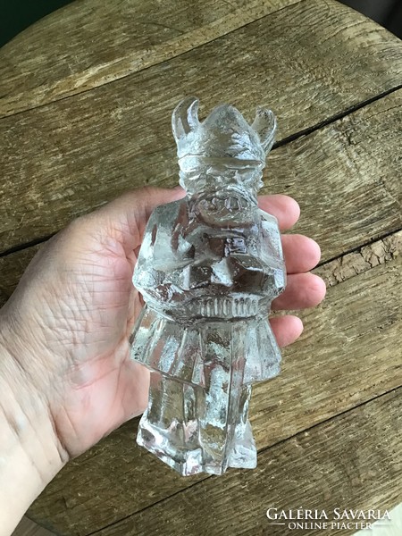 Old Swedish pukeberg ice glass viking statue