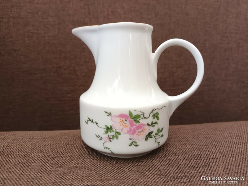 Beautiful flower-patterned Henneberg porcelain cream spout+plate