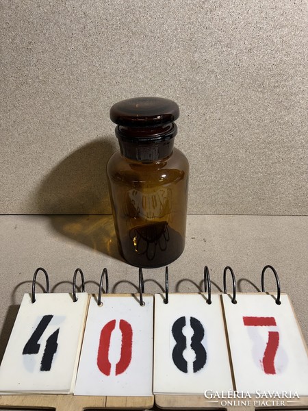 Gyógyszertári üveg, régi, 28 cm-es magasságú. gyűjtőknek, sárga. 4087