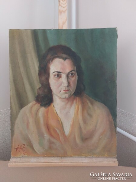 (K) signed portrait painting 50x60 cm