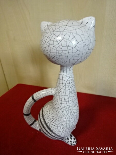 Product of industrial artist, glazed ceramic cat, hand painted. Jokai.