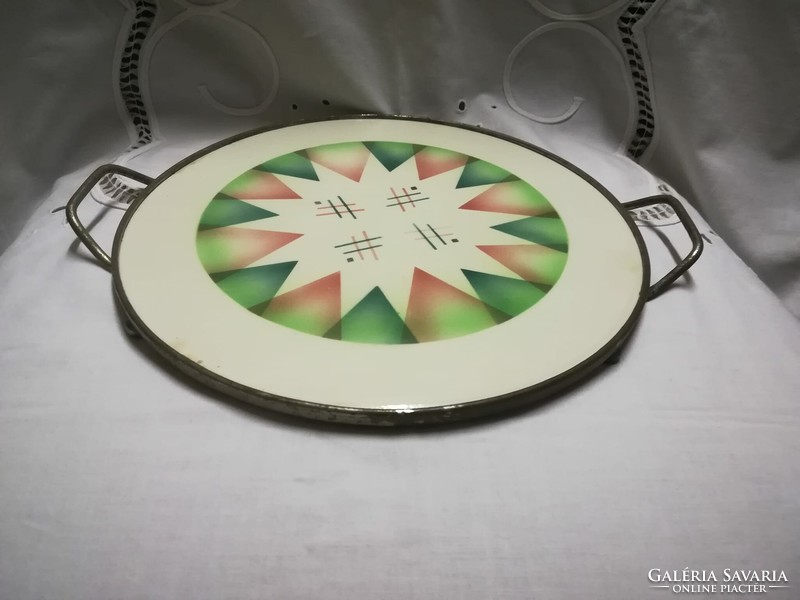 Round tray with earthenware insert