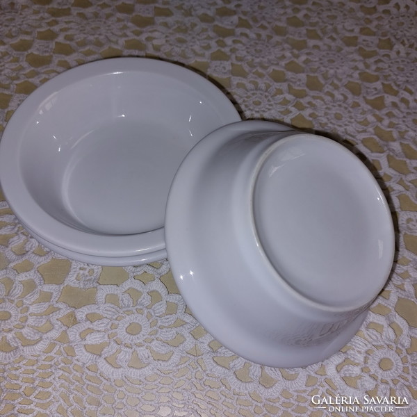 White compote and pickled porcelain plate, bowl unmarked, 3 pcs
