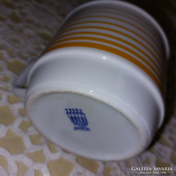 Zsolnay porcelain, yellow striped cup, mug