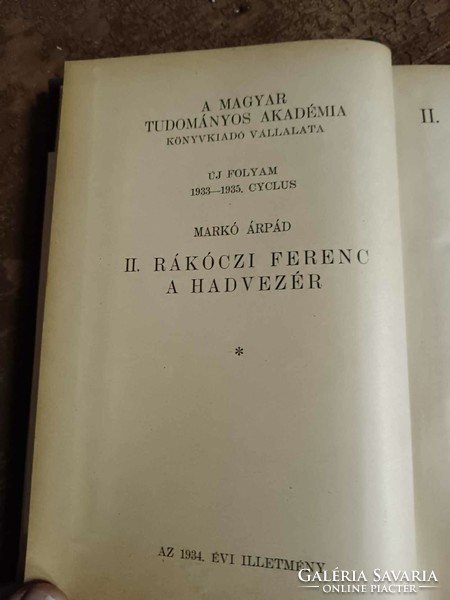 II. Ferenc Rákóczi is the general, wrote: Arpád grip, linen binding