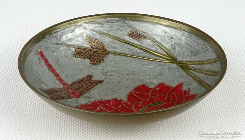 1Q751 dragonfly copper enamel bowl 12 cm