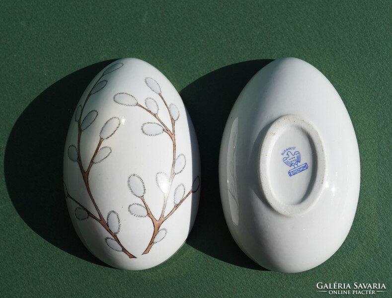 Aquincum porcelain egg shape bonbonier with Easter branch decor