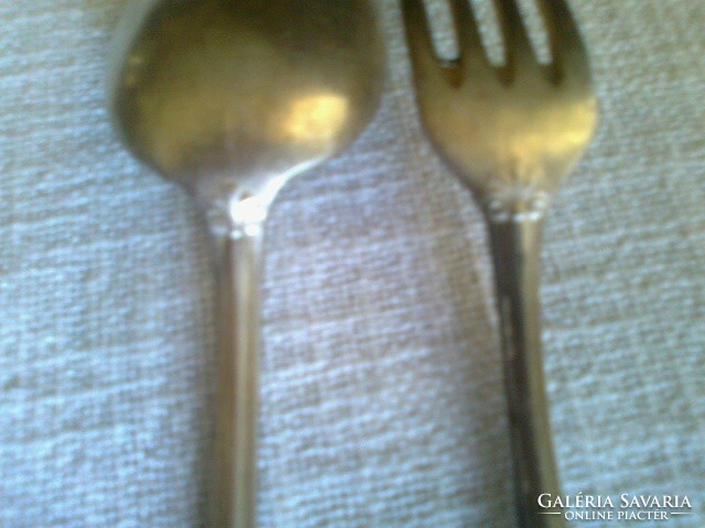 Marked - weller silber - spoon and fork set (two pieces) with wr mongram