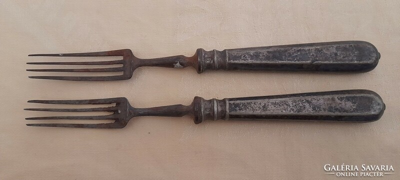 Iron fork with old 21.5cm silver handle 2 pieces in one