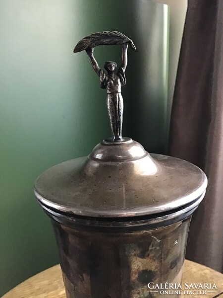 Antique silver-plated goblet with statue of liberty, without inscription