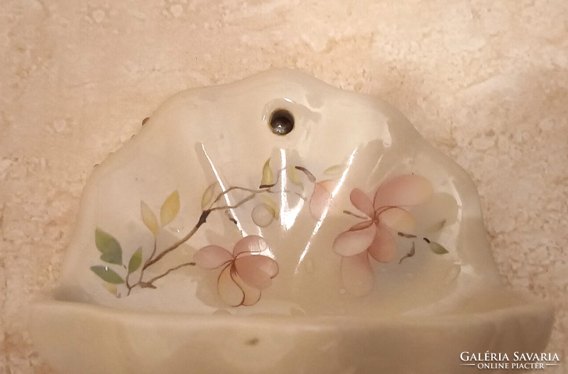 Porcelán virág mintás kézzel festett szappan tartó
