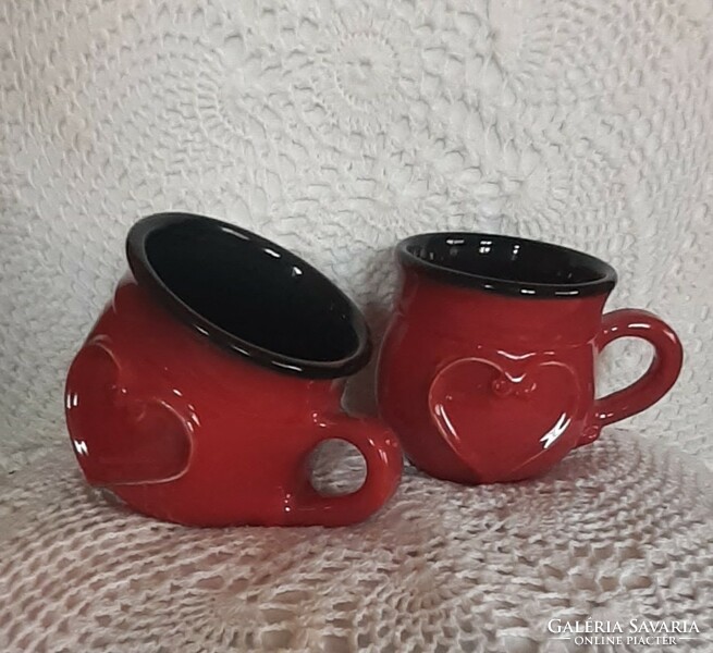 Heart ceramic tea and coffee set for 2 people