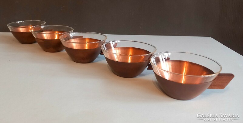 Vintage schott gen mainz copper plot wood glasses negotiable art deco design