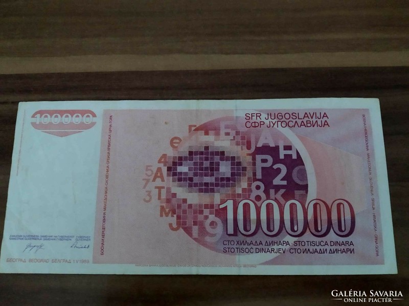 100.000 Dinár, Jugoszlávia, 1989