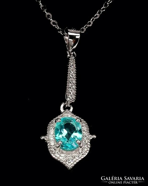 925 sterling silver pendant with greenish blue topaz, 6mm