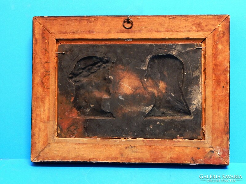 Bronze relief of Mary Magdalene and Jesus from the xx. No. From the first half in a frame, in excellent condition