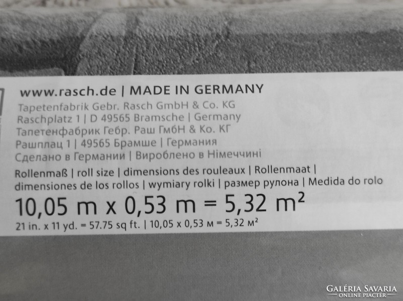 Német Rasch szürke kőfal mintás tapéta féláron (új, 53 cm x 10 m)