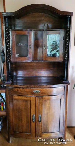 Antique sideboard, top display case, drawer, bottom shelf, cabinet