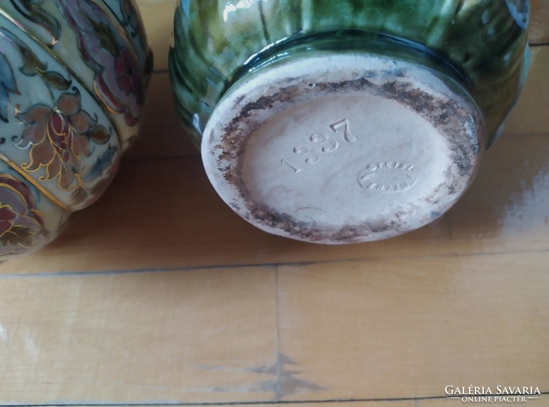 Family sealed zsolnay damaged and flawless steidl znaim jug