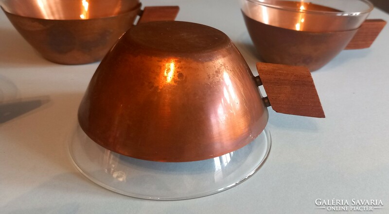 Vintage schott gen mainz copper plot wood glasses negotiable art deco design