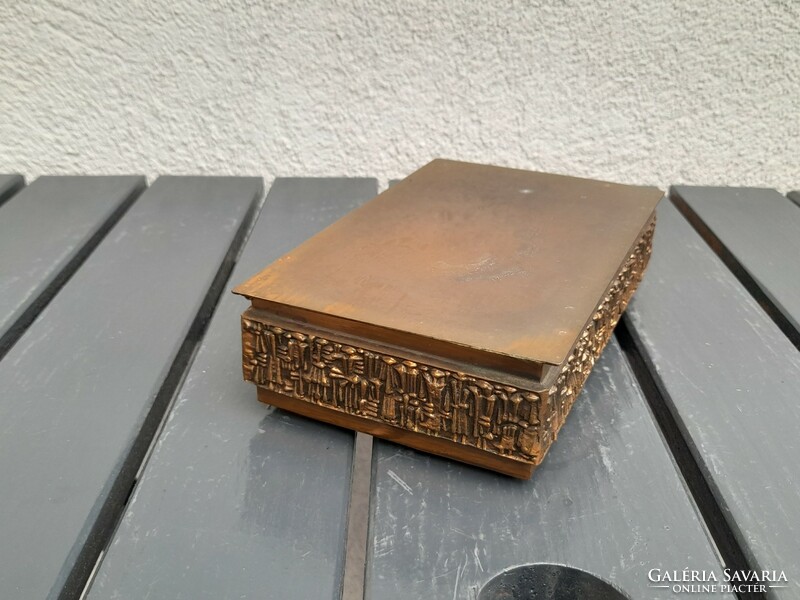 1,-Ft Ritka bronz iparművész zenélő ékszer doboz