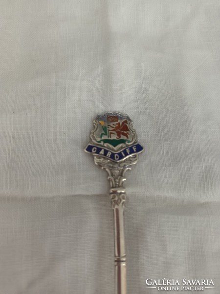 Old English fire enamel handcrafted silver coffee spoon for sale!